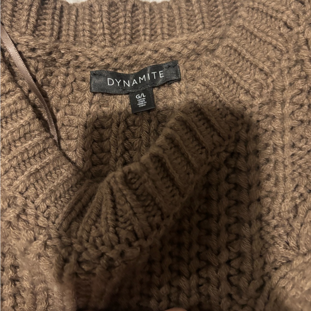 Dynamite Brown Cable Knit Sweater - Picture 2 of 4